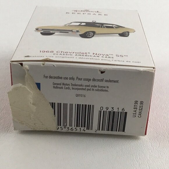 Hallmark Keepsake Christmas Ornament 1968 Chevrolet Nova SS Diecast Car 2018 New - Picture 6 of 6